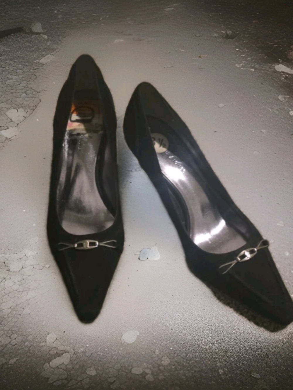 Etienne Aigner 8 Black Suede Pumps Horsebit Detail Posey sz 8.5m.